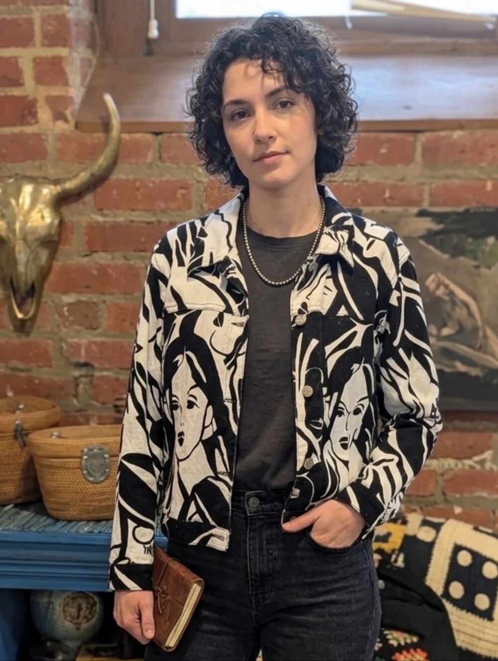 Graphic Print Vintage 90s Denim Jacket